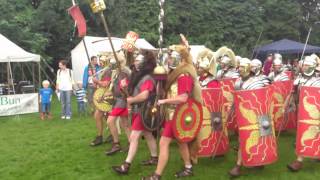 Roman Reenactment at the Amphitheatre in Caerleon Marching In [upl. by Jdavie]