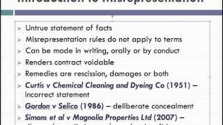 Misrepresentation Lecture 1 of 4 [upl. by Doi]